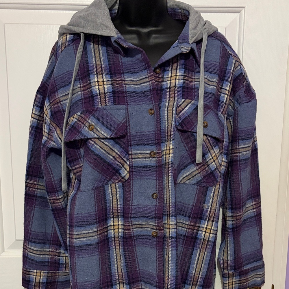 Altar'd State Blue and Purple Plaid Jacket